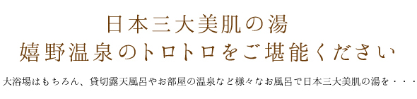 日本三大美肌の湯。嬉野温泉のトロトロをご堪能ください