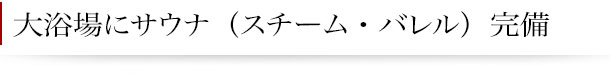 大浴場にサウナ（スチーム・バレル）完備